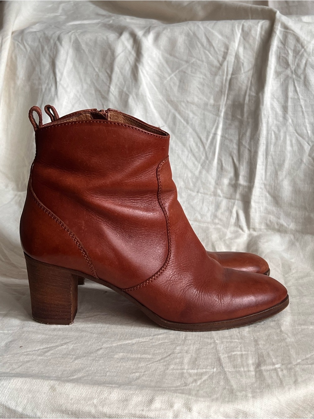 J. Crew Chestnut Leather Ankle Boots